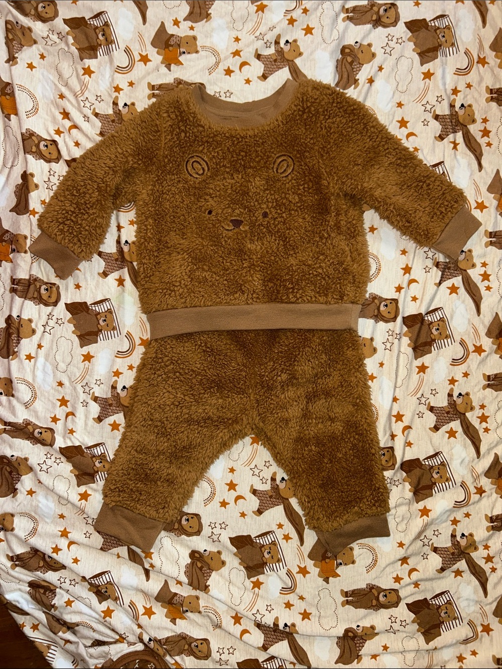 Cat & Jack Brown Sherpa Bear 2-Piece Set 3-6M